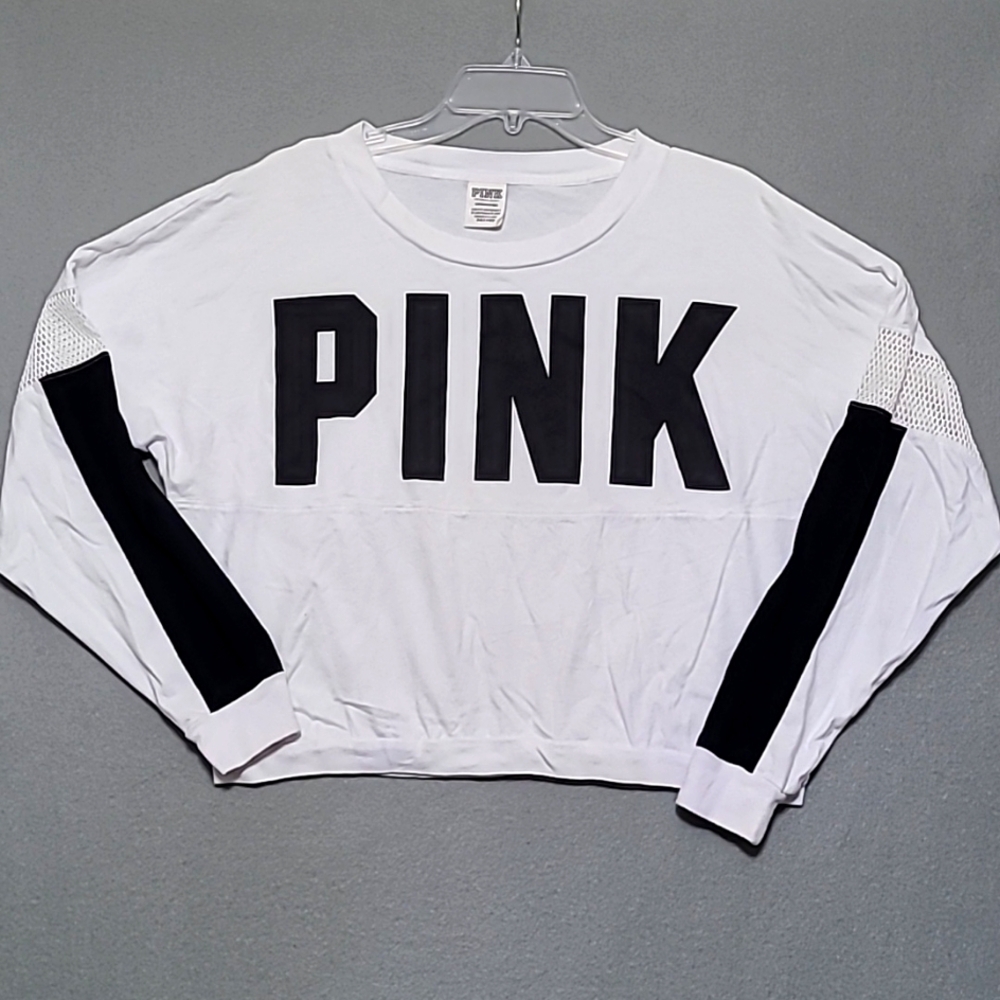 PINK Victoria's Secret White Sweatshirt with Black Lettering